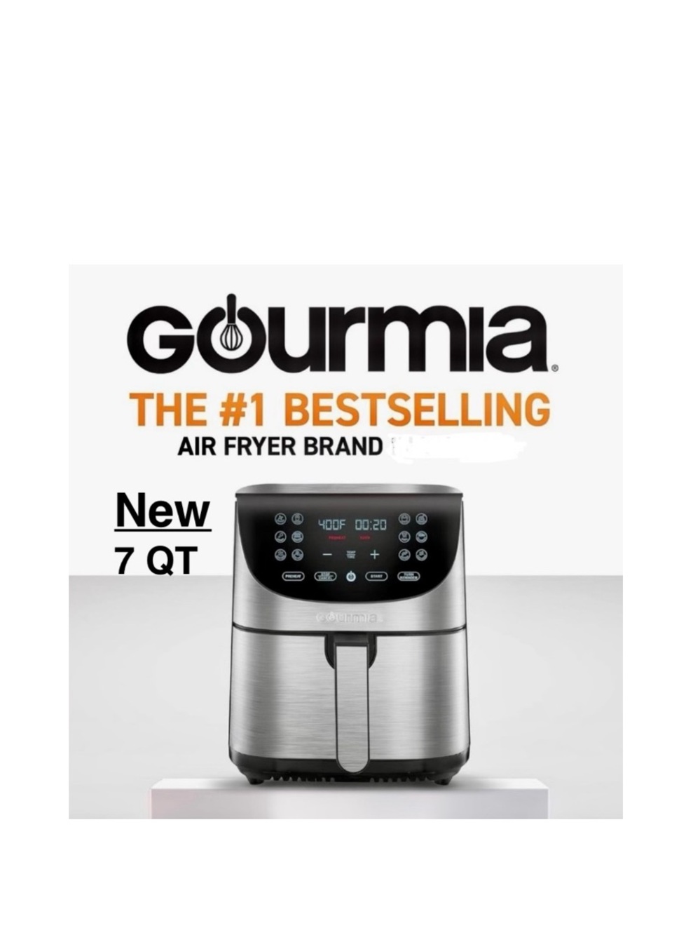 New Gourmia Stainless Steel Air Fryer 7 QT & box ⭐️⭐️⭐️⭐️